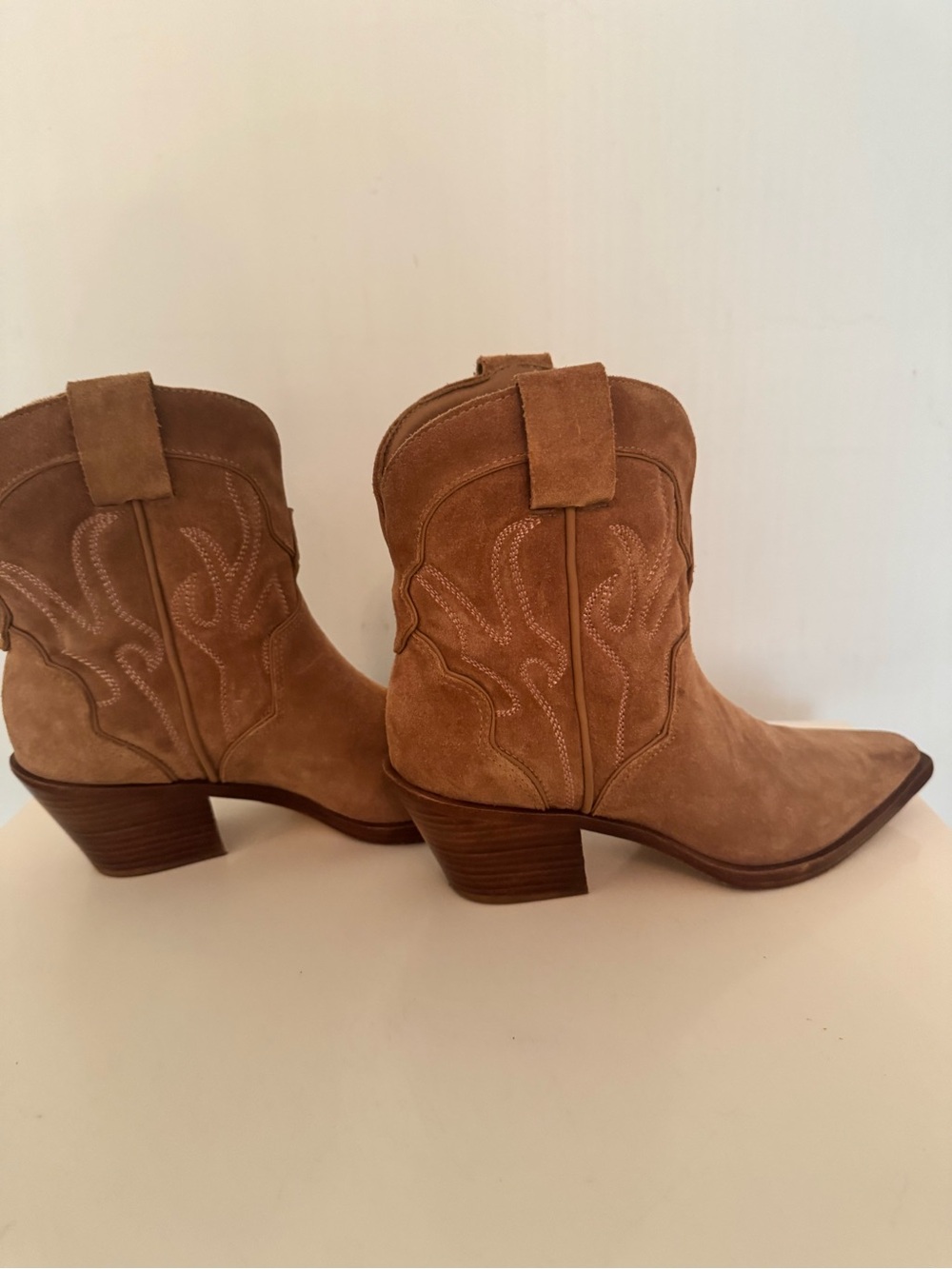 Reformation Suede Western Ankle Boots Tan Size 8 - Picture 6 of 8